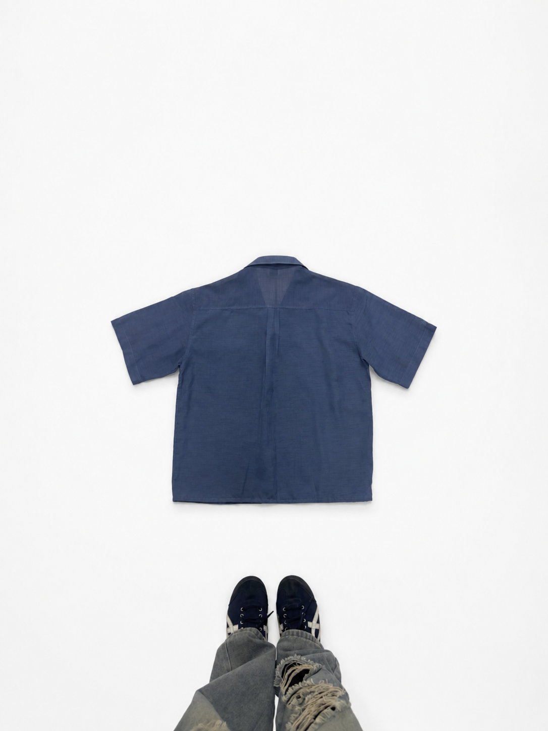 Men's Solid Blue Half Sleeve Casual Cotton Blend Shirt
