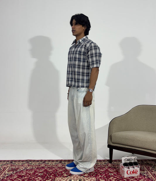 Men's Ice Wash Wide-Leg Denim