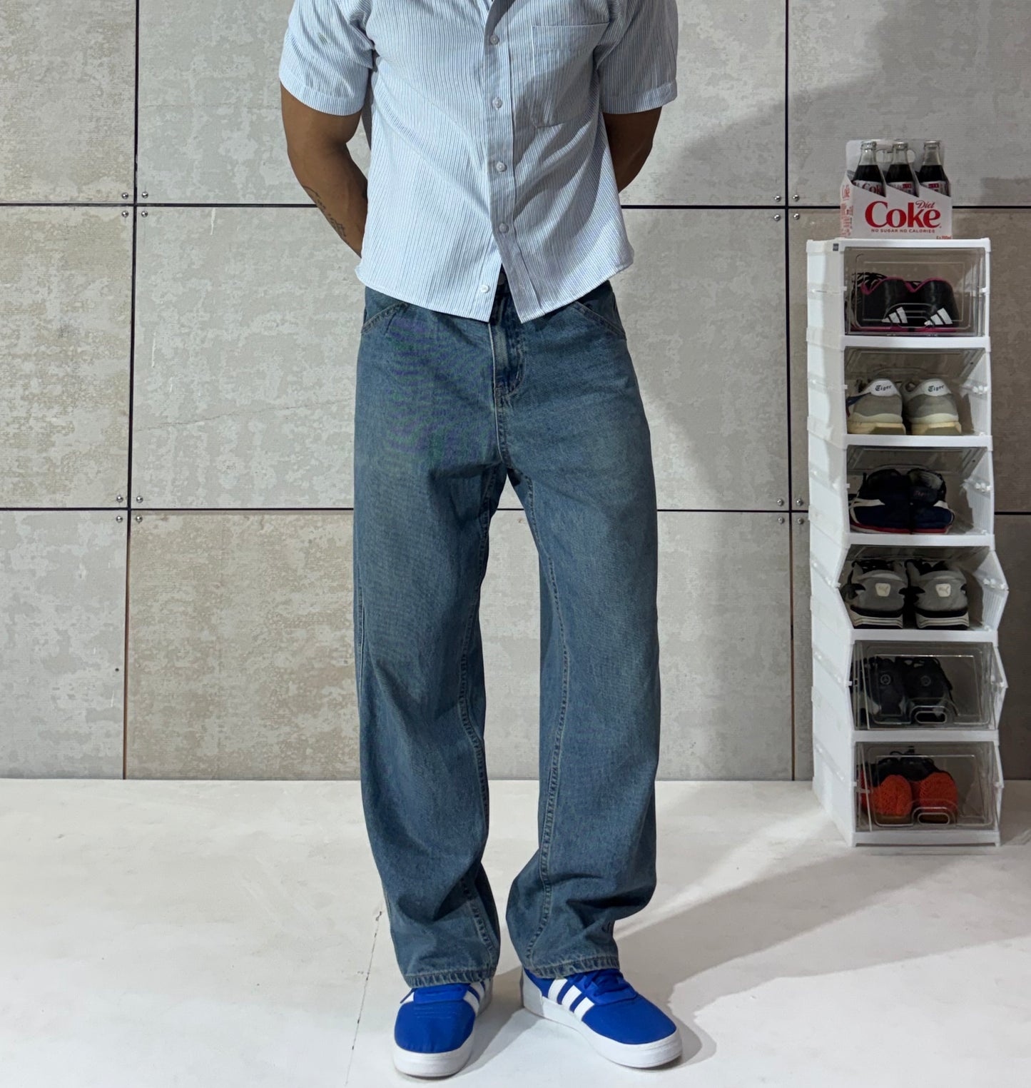 Men's Vintage Blue Barrel Fit Denim