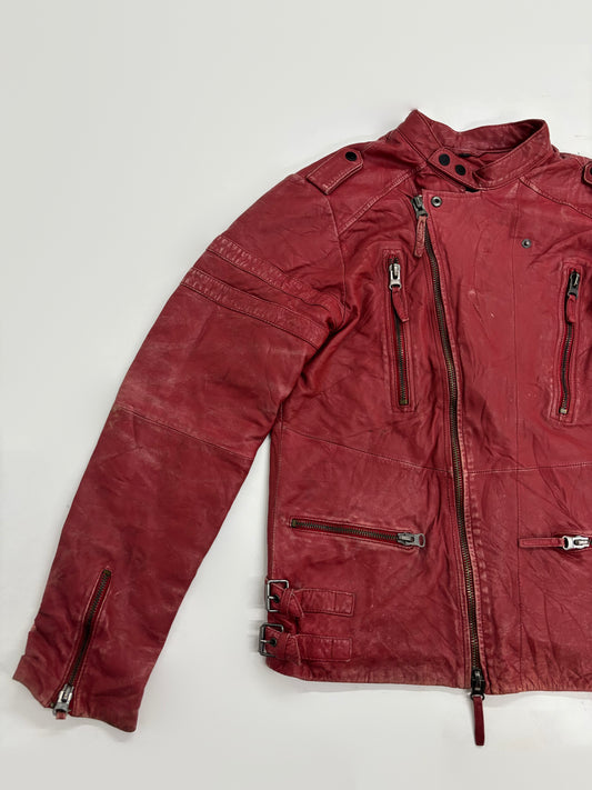 Vintage Women's Red Leather Moto Jacket