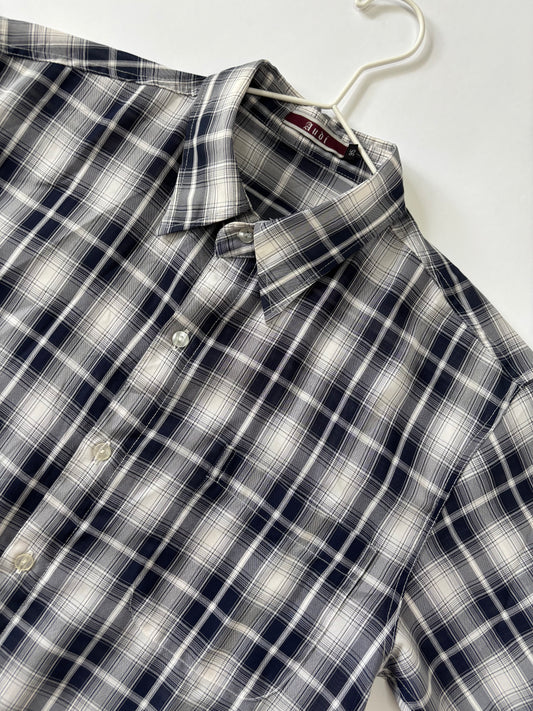 Navy Plaid Short Sleeve Shirt