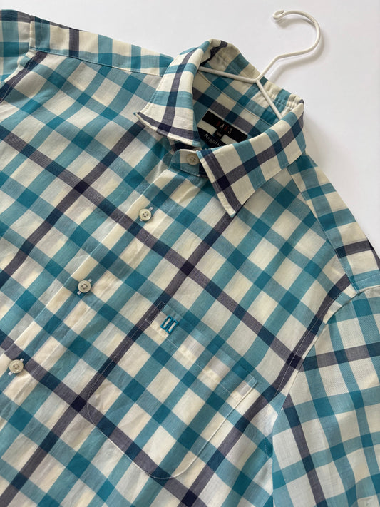 Teal Plaid Short Sleeve Shirt