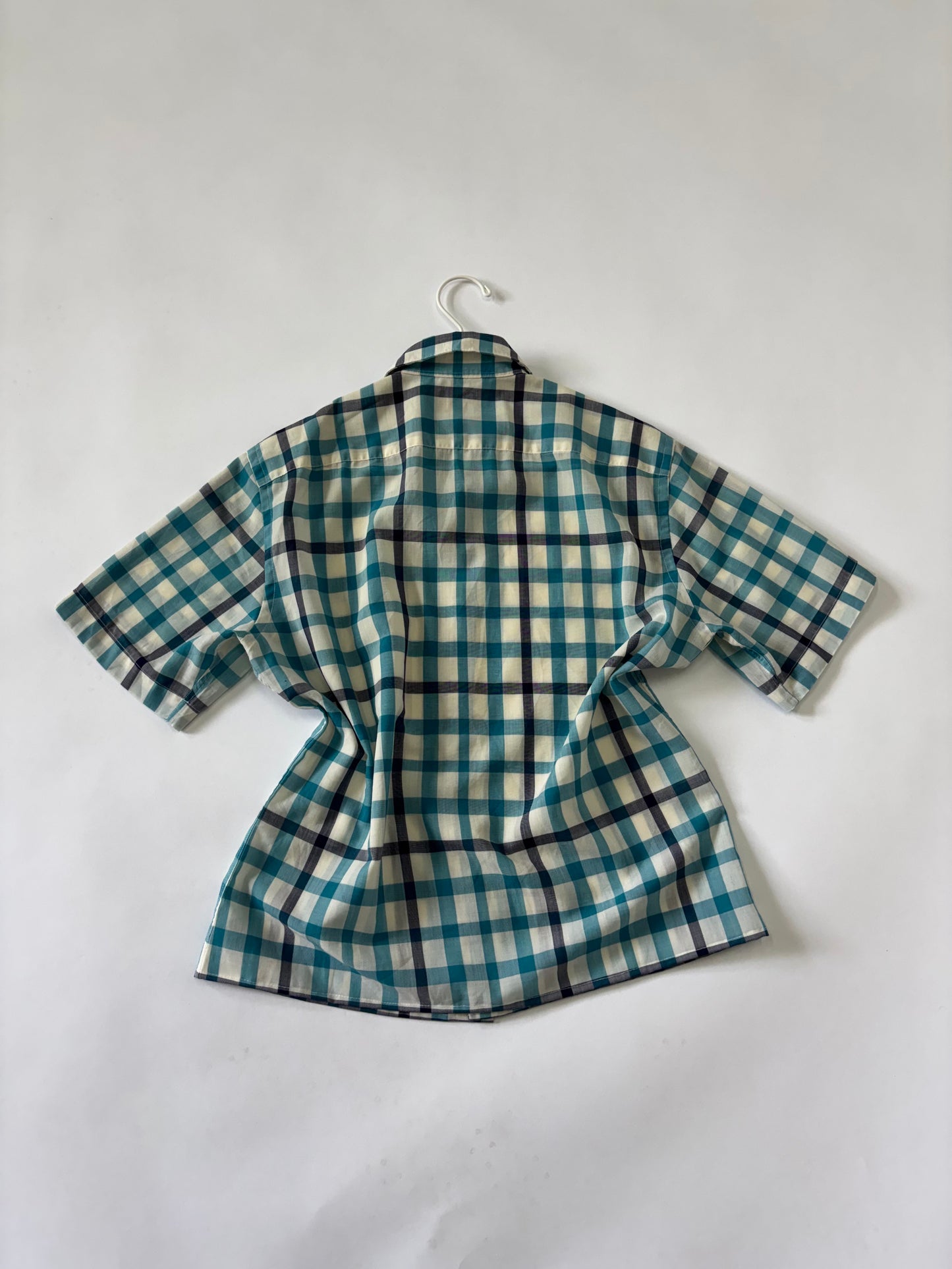 Teal Plaid Short Sleeve Shirt