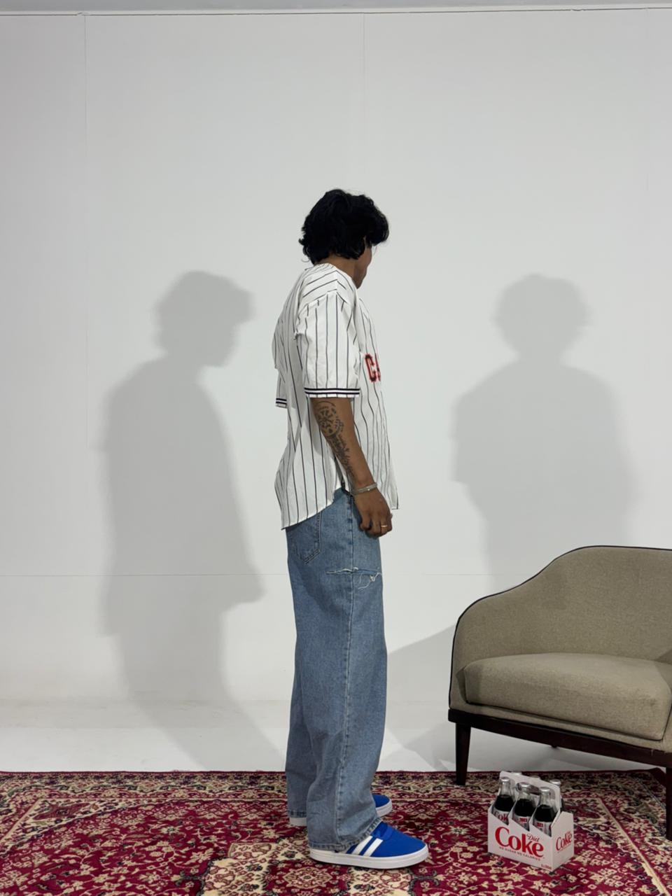 Vintage Sky Bue Light Wash Men's Wide Leg Denim