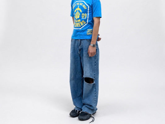 Vintage Sky Distressed Denim