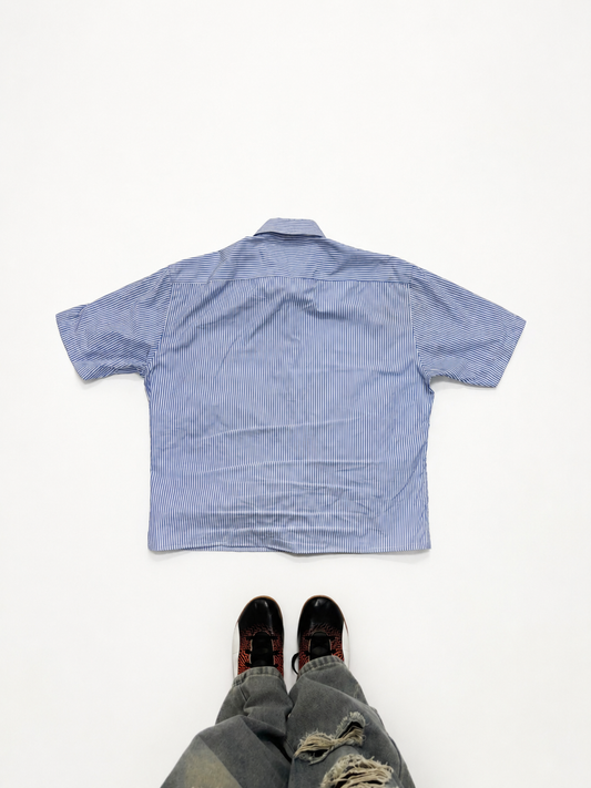 Vintage Blue & White Pinstripe Short Sleeve Shirt