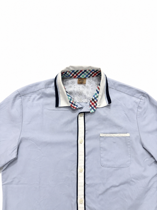 Men's Light Blue Contrast Trim Short Sleeve Shirt