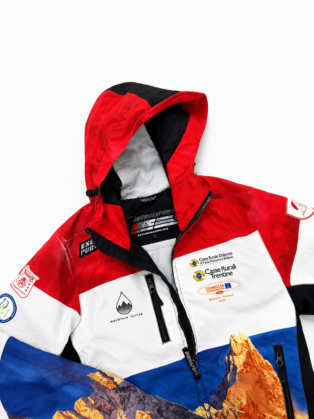 Alpine Summit Graphic Hooded Unisex Windbreaker Jacket – Red, White & Blue Outdoor Shell