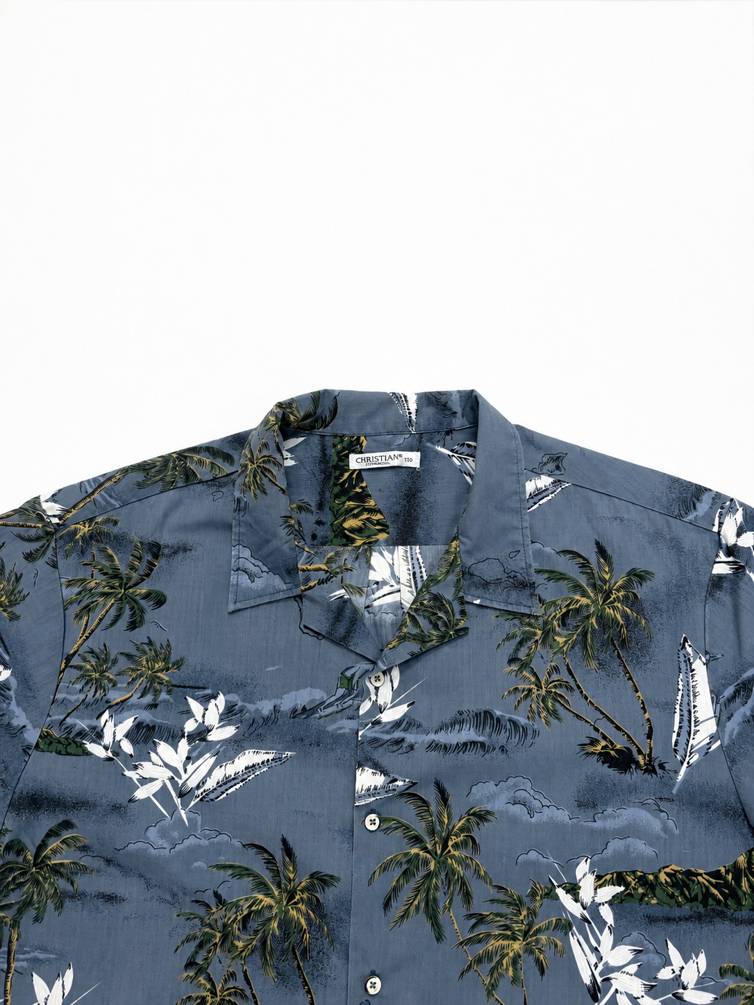 Blue Tropical Island Print Hawaiian Shirt – Half Sleeve Resort Shirt