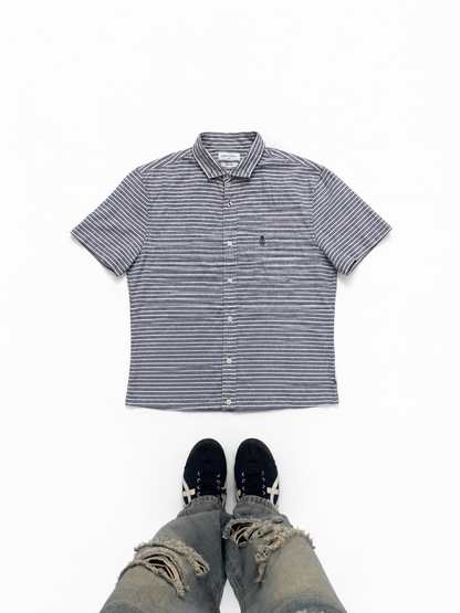 Heritory Grey & White Striped Short Sleeve Shirt