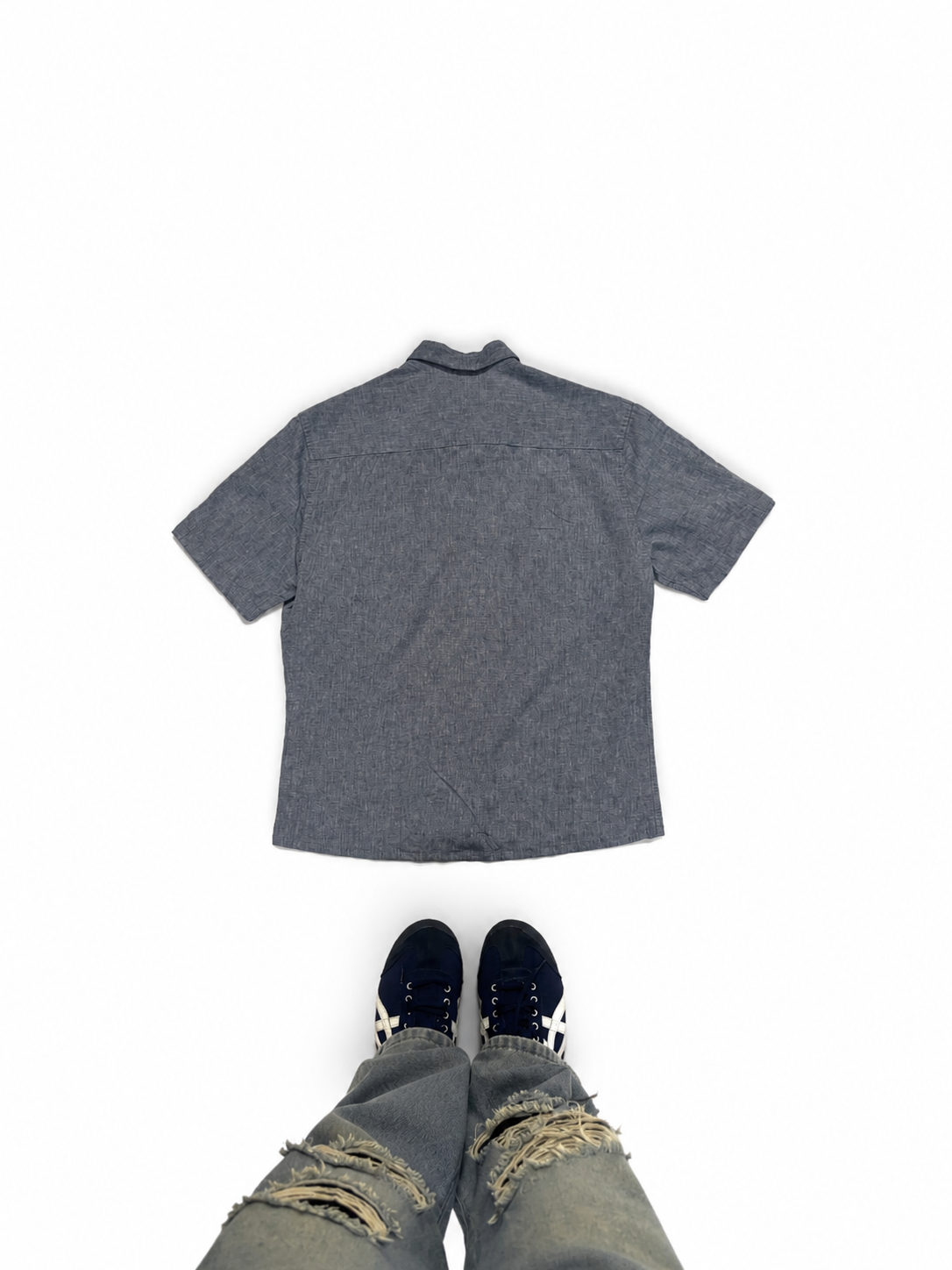 Blue Chambray Short Sleeve Button-Up Shirt