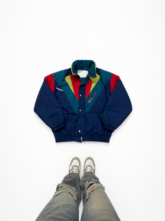 Vintage Unisex Colorblock Ski Jacket – Retro Insulated Winter Windbreaker