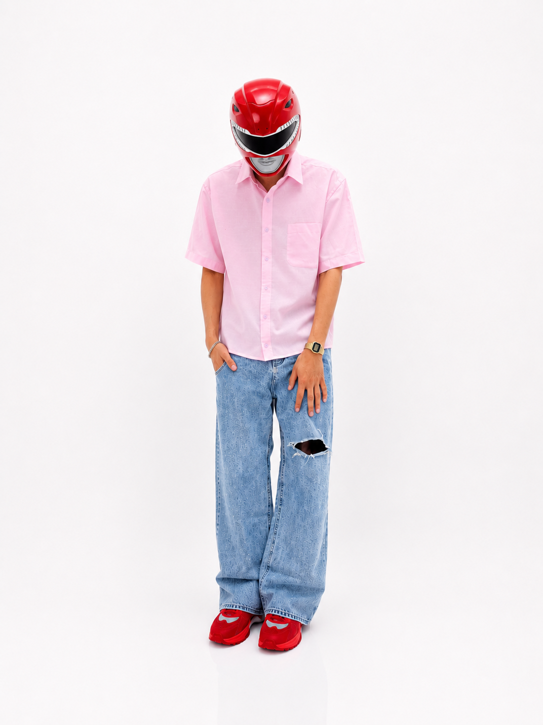 Baby Pink Cropped Half Sleeve Shirt