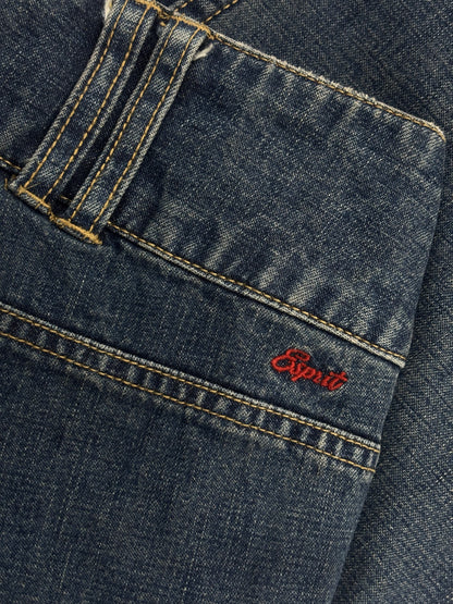 Women’s Dark Wash Flare Jeans with Floral Artwork