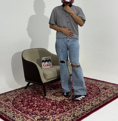 Men's Vintage Light Wash Wide-Leg Denim