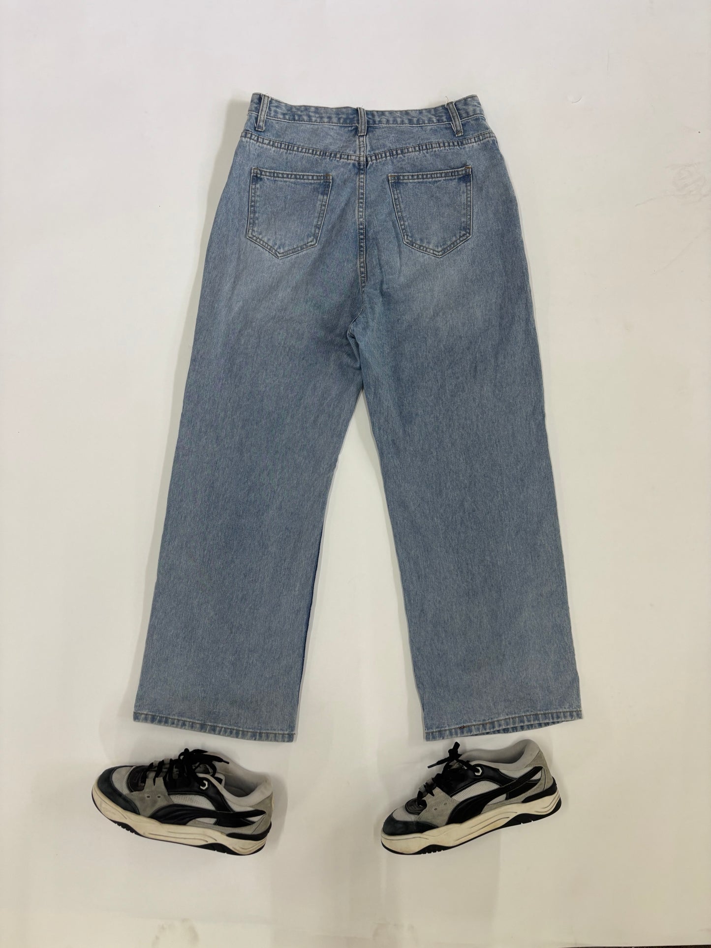 Men's Vintage Light Wash Wide-Leg Denim