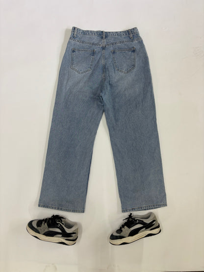 Men's Vintage Light Wash Wide-Leg Denim