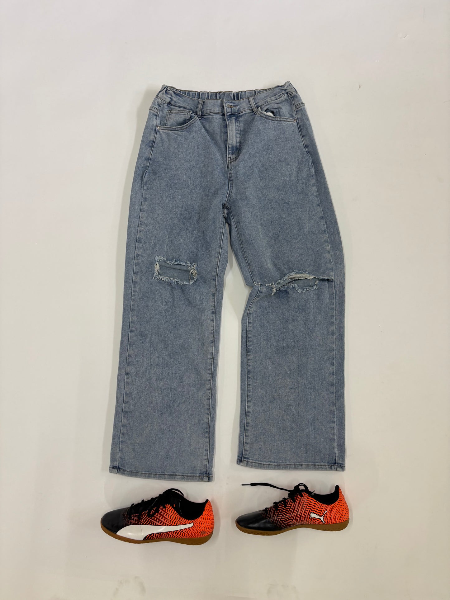 Men's Vintage Light Wash Wide-Leg Denim