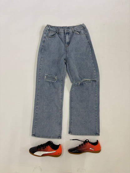 Men's Vintage Light Wash Wide-Leg Denim