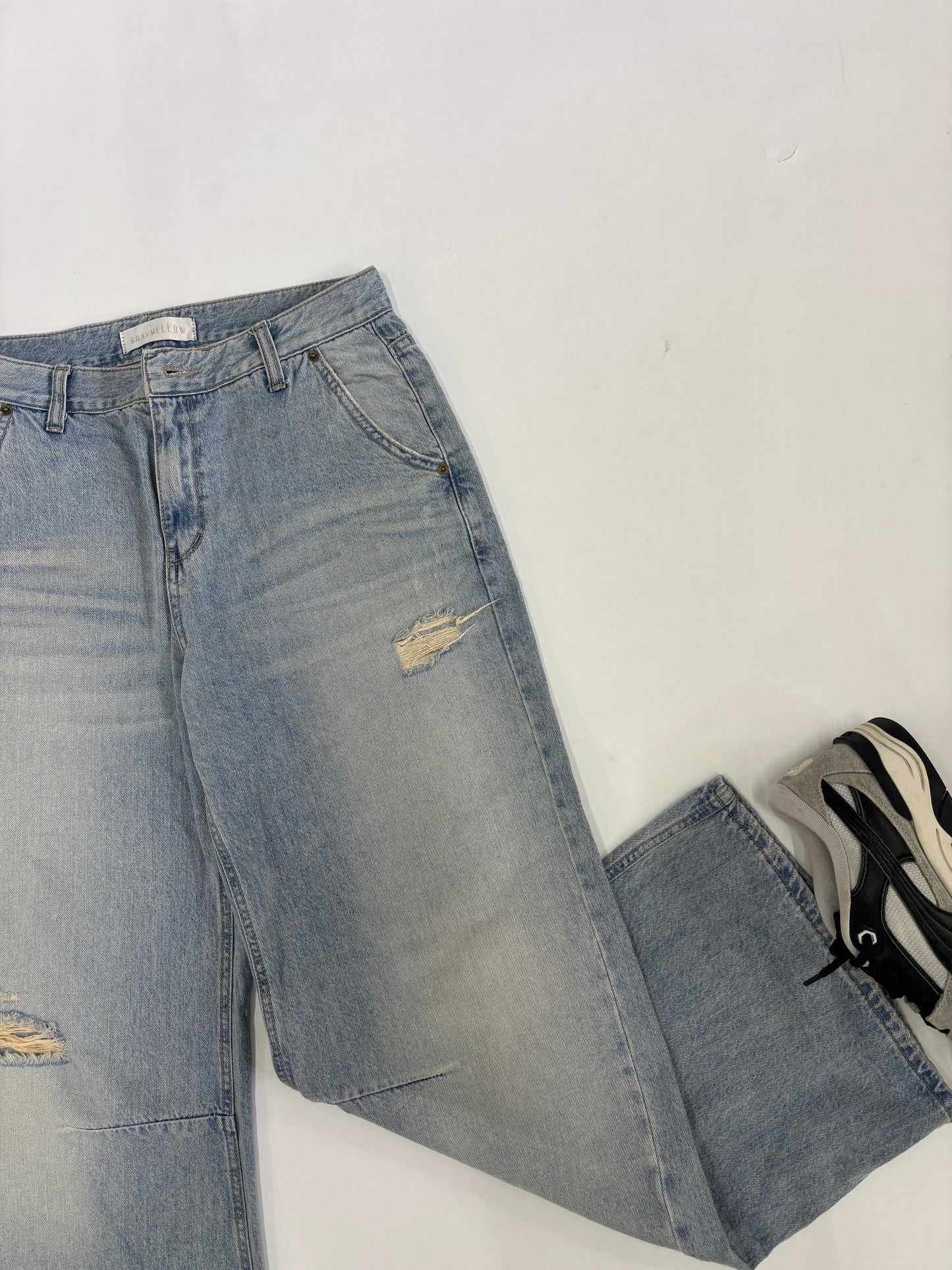 Men's Vintage Light Wash Distressed Baggy Denim