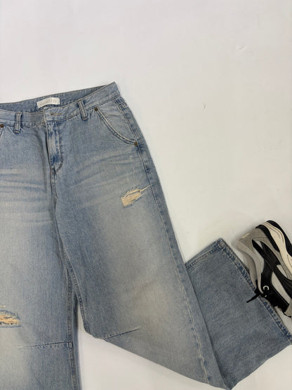 Men's Vintage Light Wash Distressed Baggy Denim
