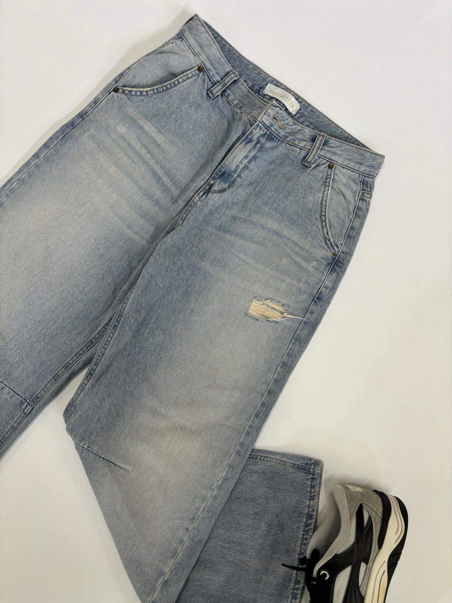 Men's Vintage Light Wash Distressed Baggy Denim