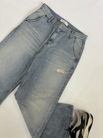 Men's Vintage Light Wash Distressed Baggy Denim