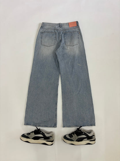 Men's Vintage Light Wash Distressed Baggy Denim