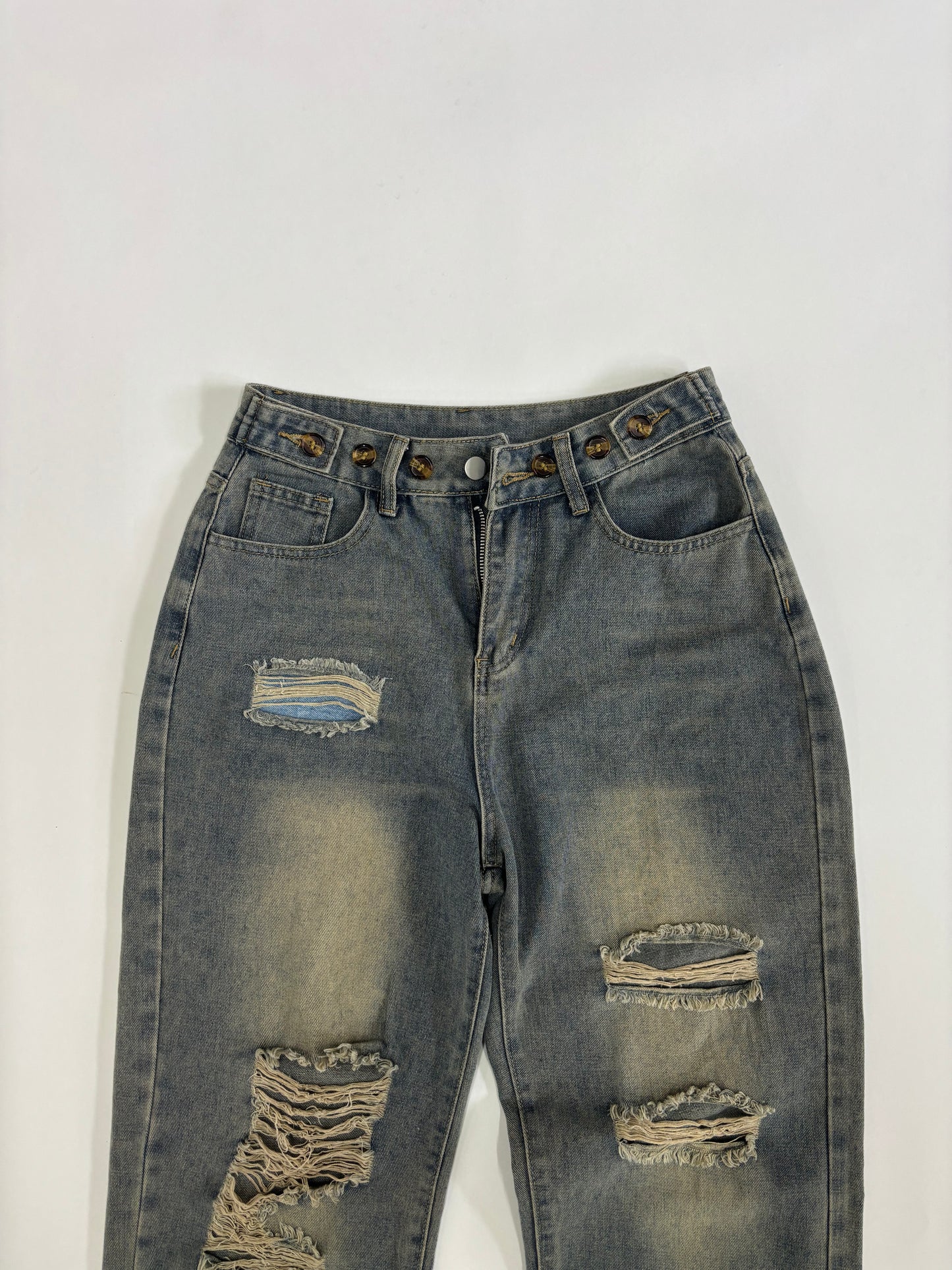 Men's Vintage Heavy Distressed Straight-Leg Denim