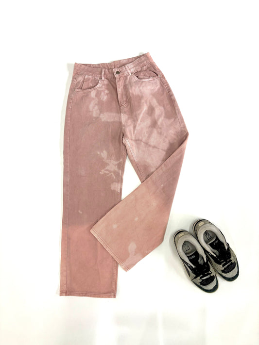 Men's Dusty Rose Washed Wide-Leg Denim