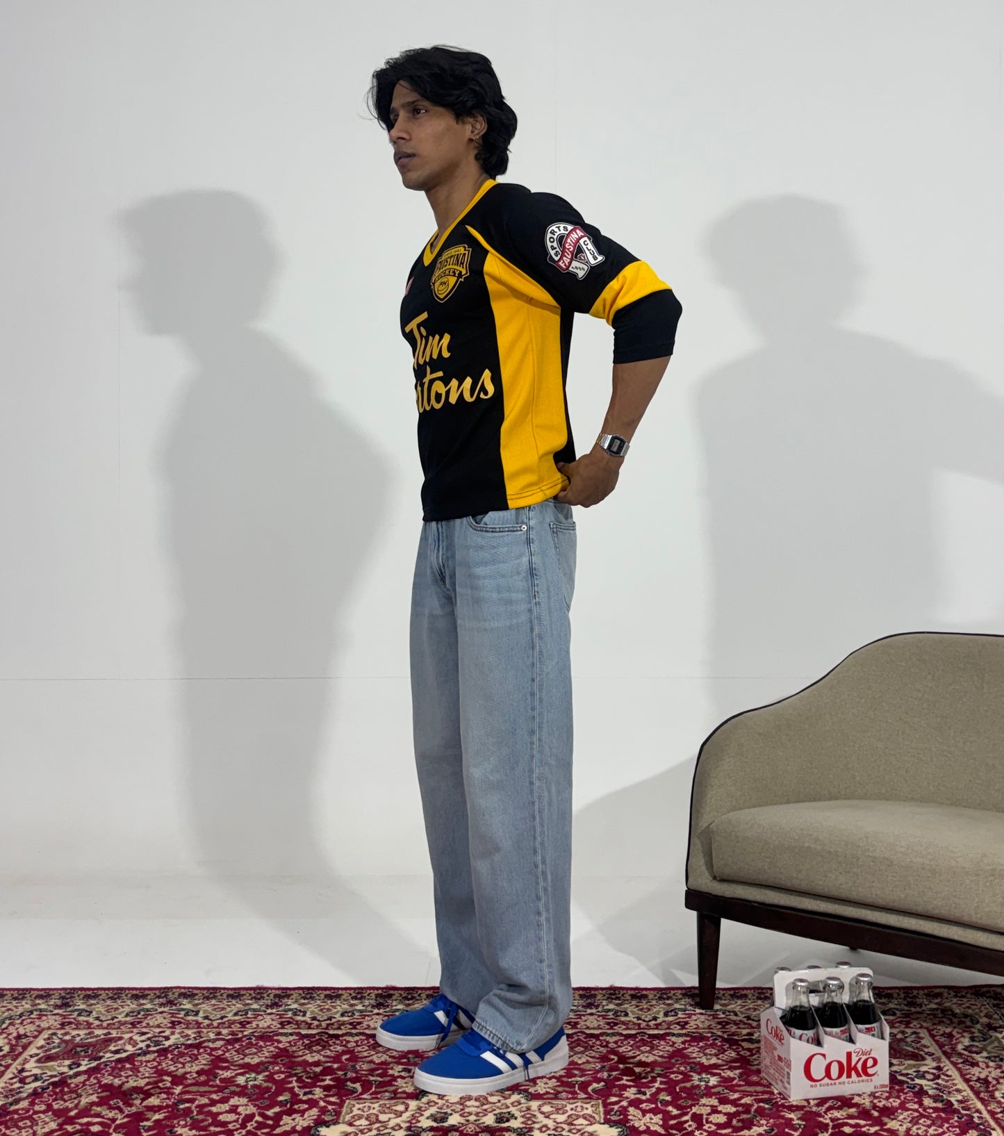 Men's Light Wash Relaxed Wide-Leg Denim