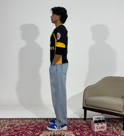 Men's Light Wash Relaxed Wide-Leg Denim