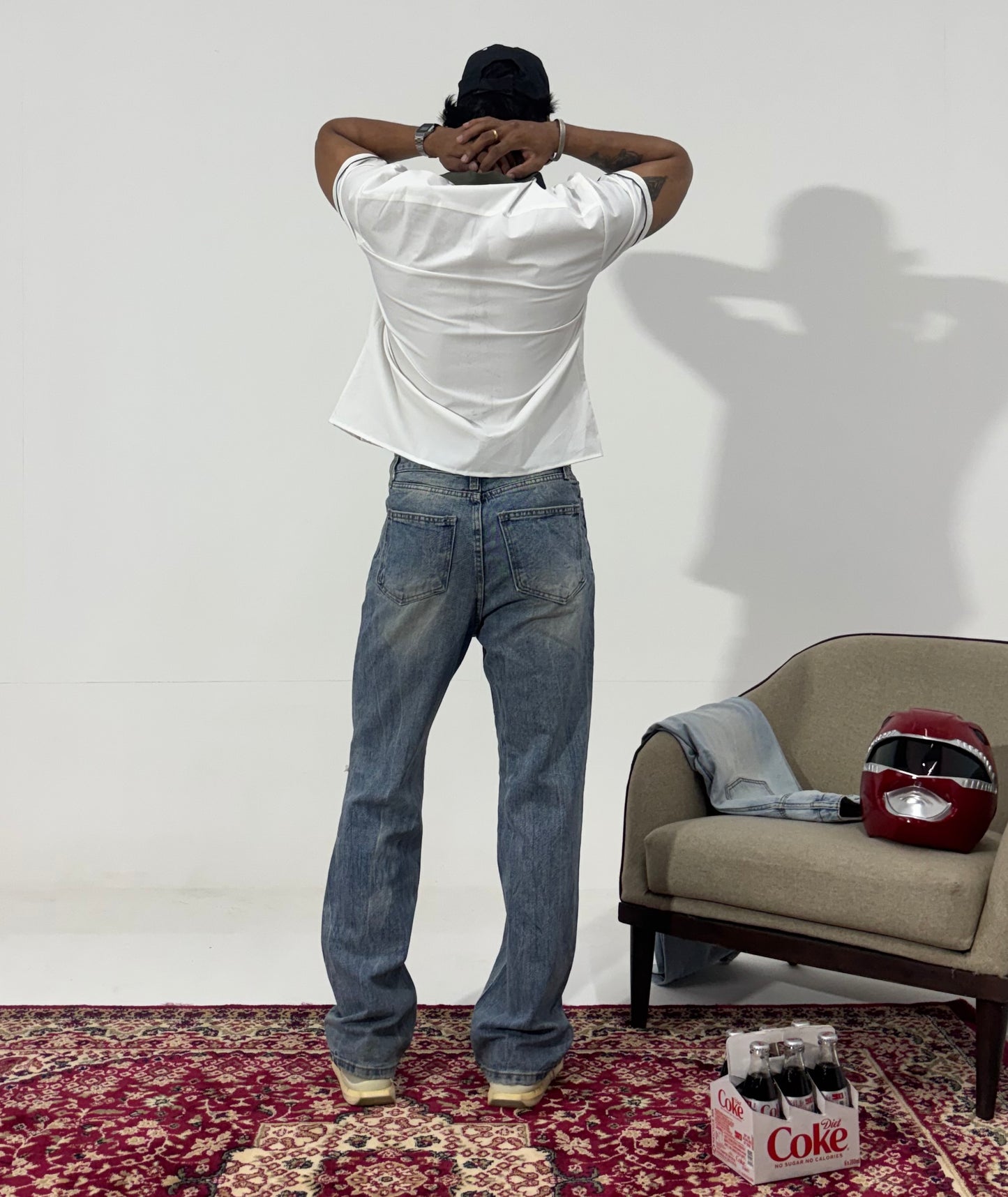 Men's Distressed Vintage Wash Relaxed Fit Denim