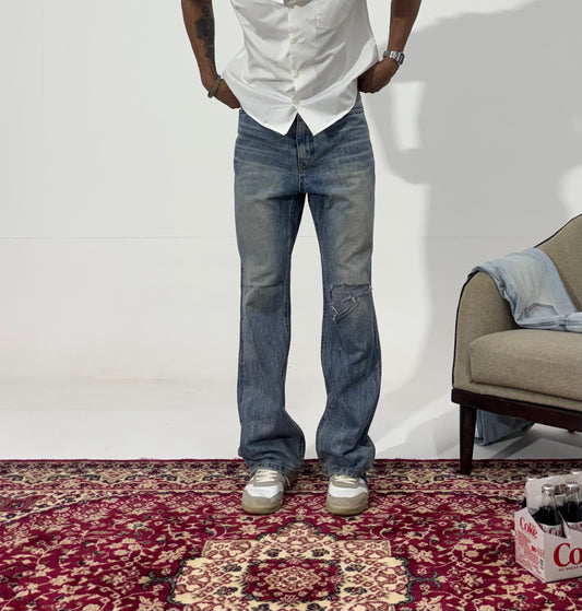 Men's Distressed Vintage Wash Relaxed Fit Denim