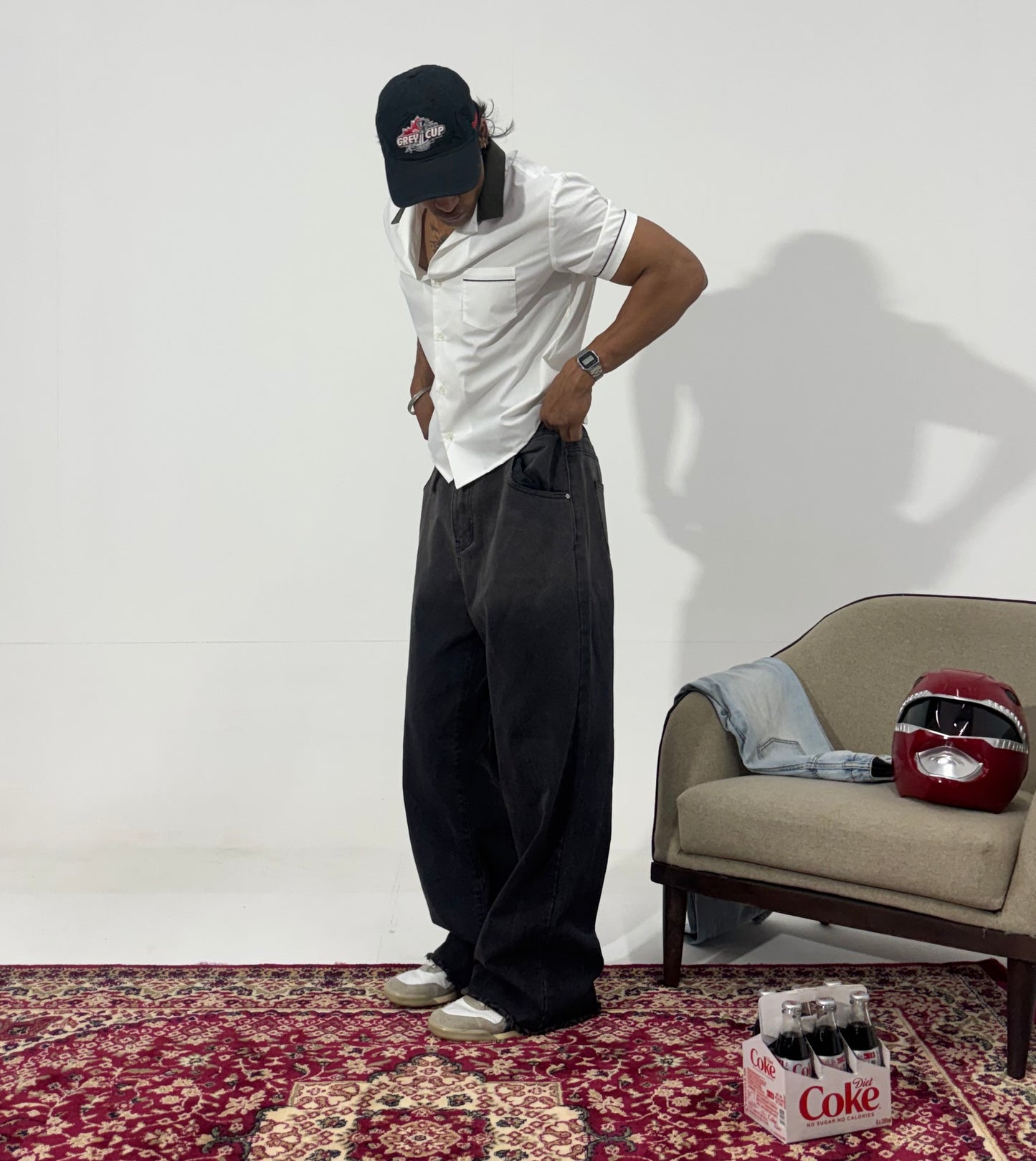Men's Vintage Black Wide-Leg Denim