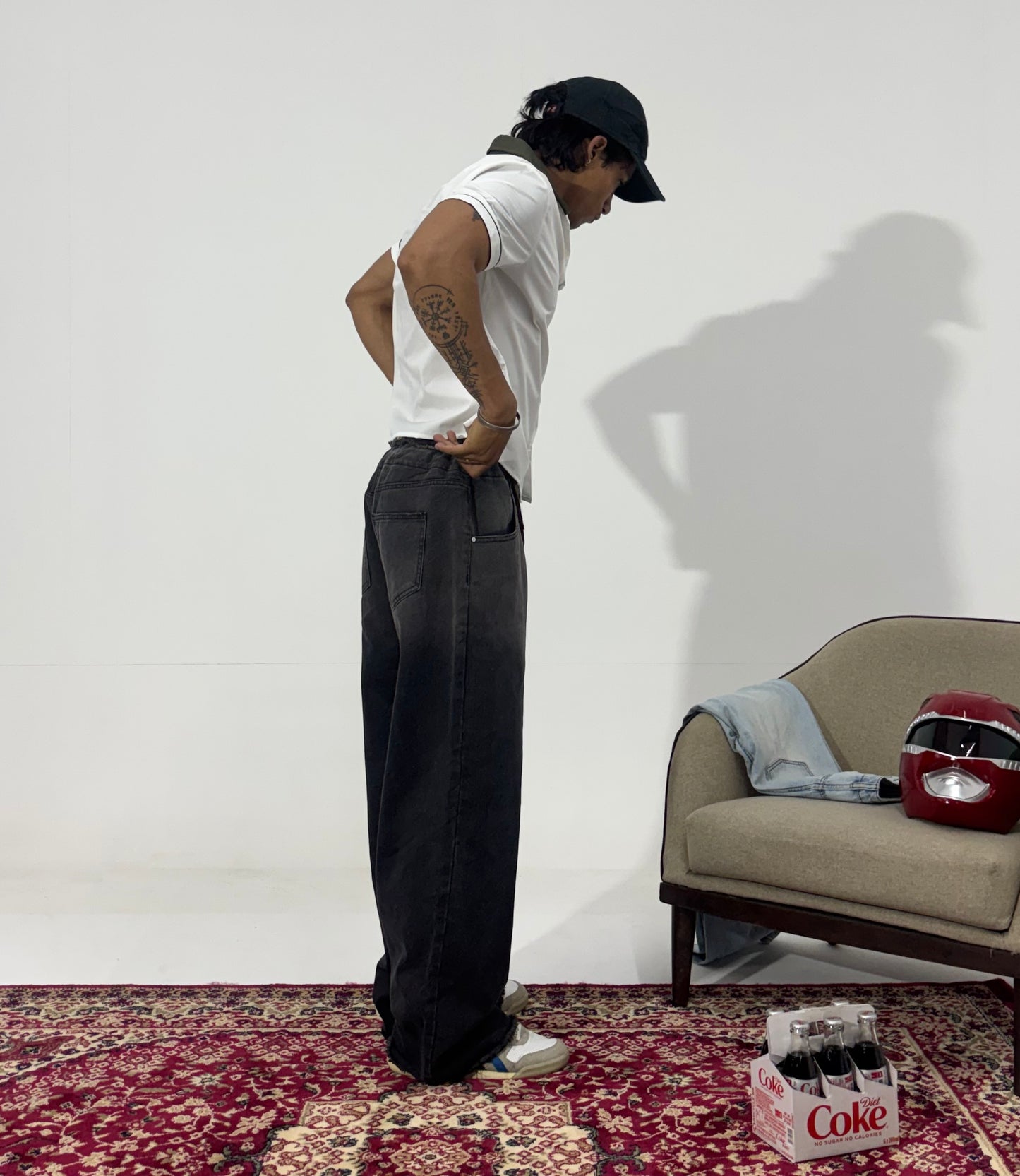 Men's Vintage Black Wide-Leg Denim