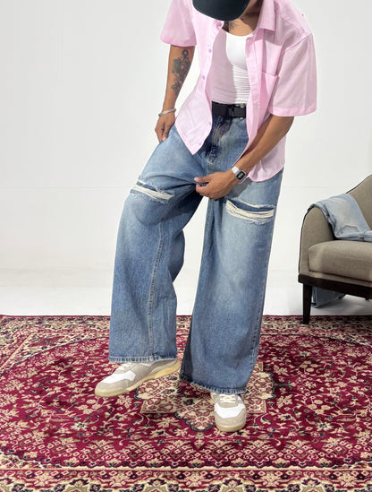 Men's Rebel Rip Wide-Leg Denim