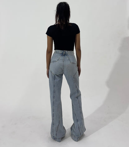 Star Detailed Wide Leg Women's Jeans