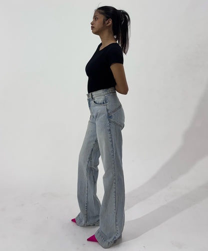 Star Detailed Wide Leg Women's Jeans