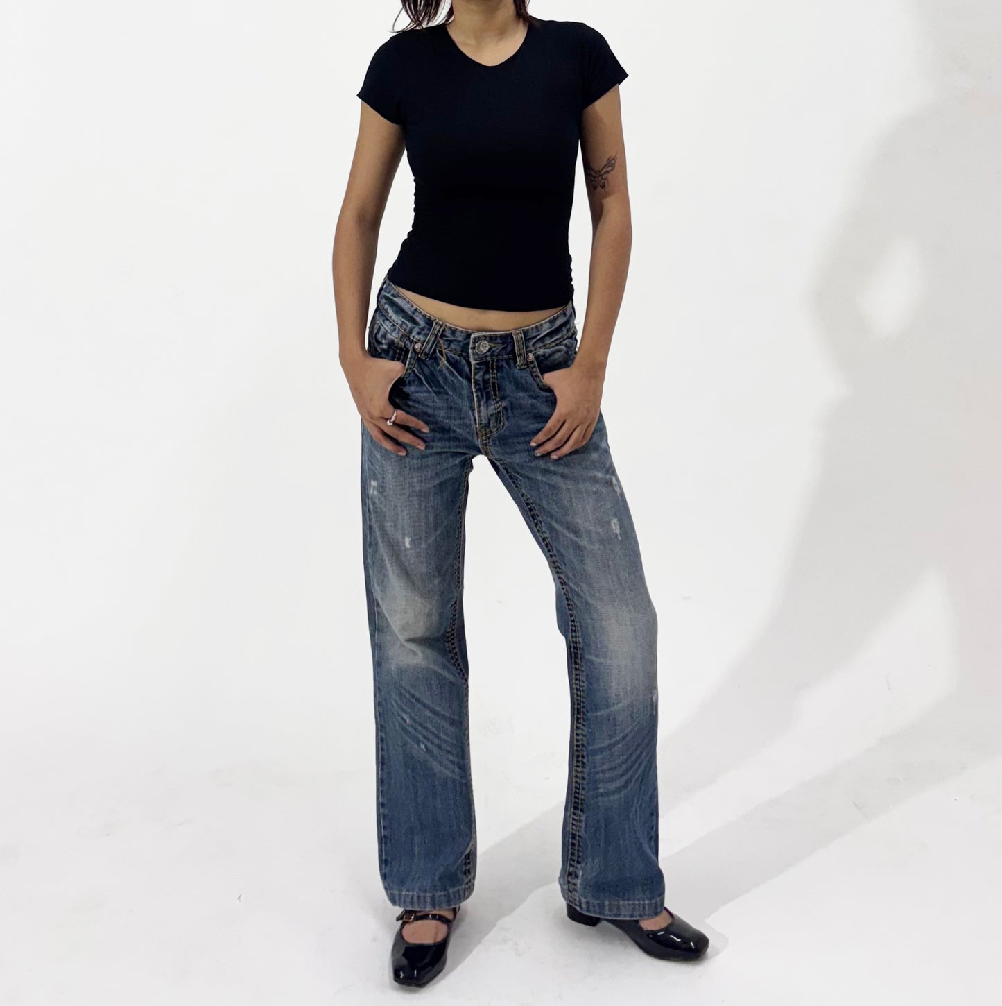 Vintage Wash Straight Leg Jeans