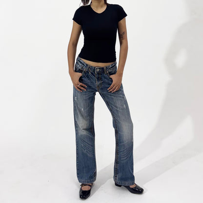 Vintage Wash Straight Leg Jeans