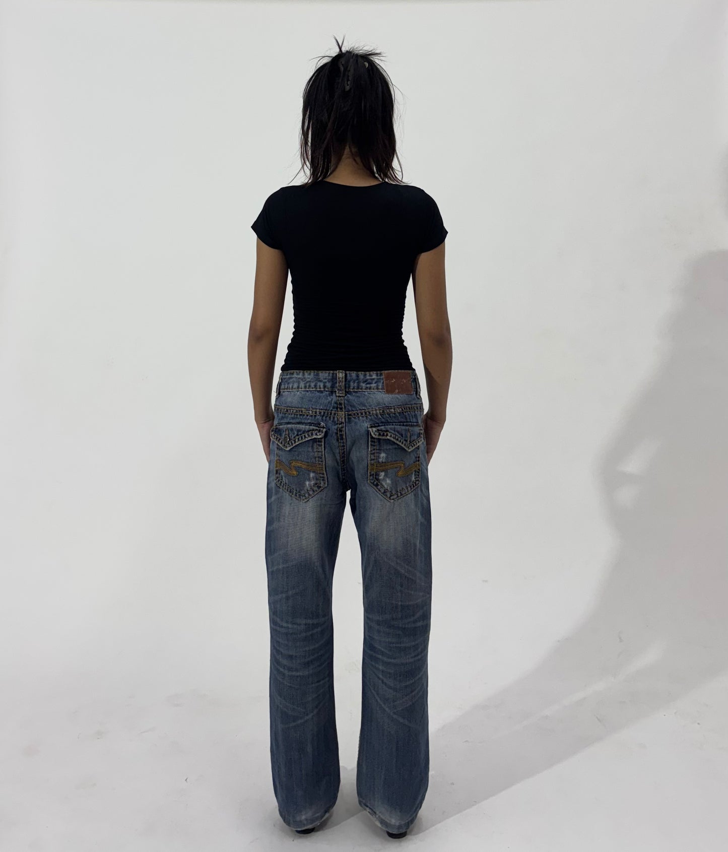 Vintage Wash Straight Leg Jeans