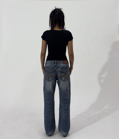 Vintage Wash Straight Leg Jeans