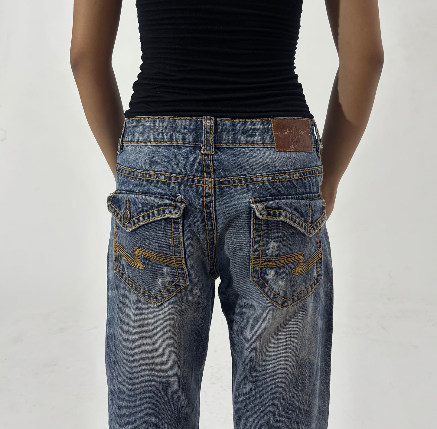Vintage Wash Straight Leg Jeans