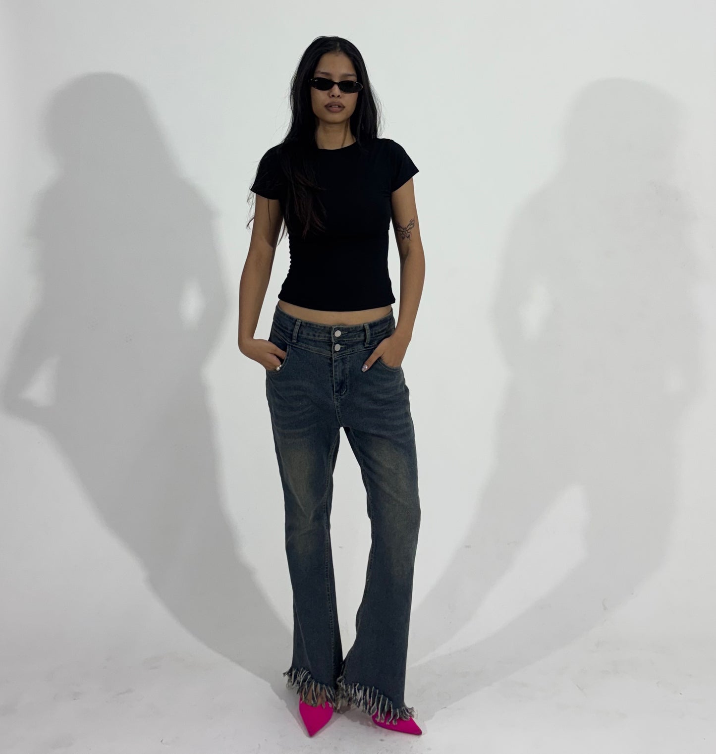 Frayed Hem Flare Women's Jeans