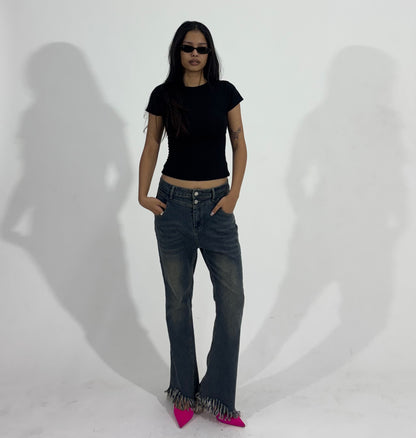 Frayed Hem Flare Women's Jeans