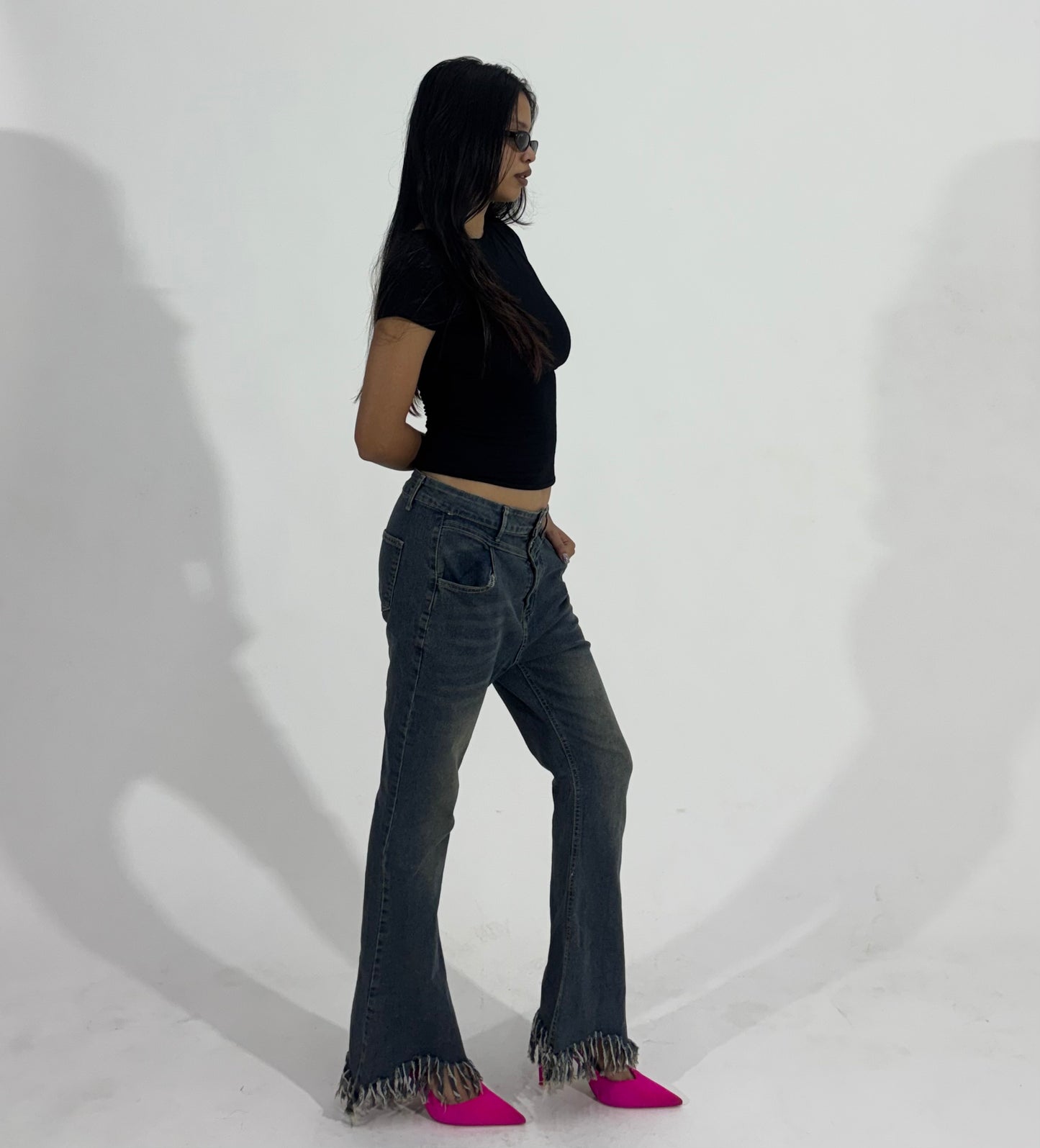 Frayed Hem Flare Women's Jeans