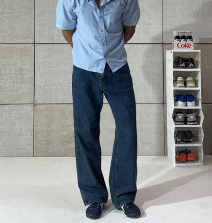 Men's Vintage Blue Wide Leg Denim Jeans