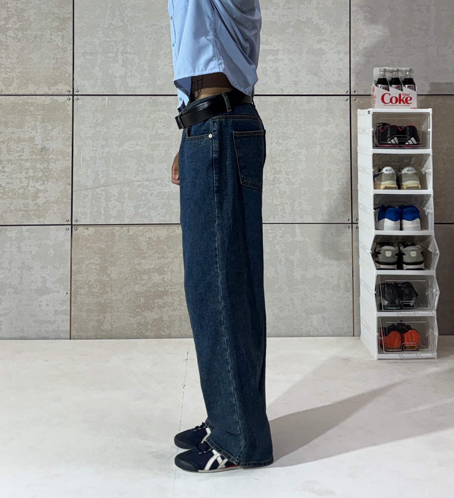 Men's Vintage Blue Wide Leg Denim Jeans