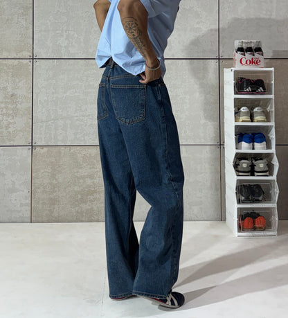 Men's Vintage Blue Wide Leg Denim Jeans